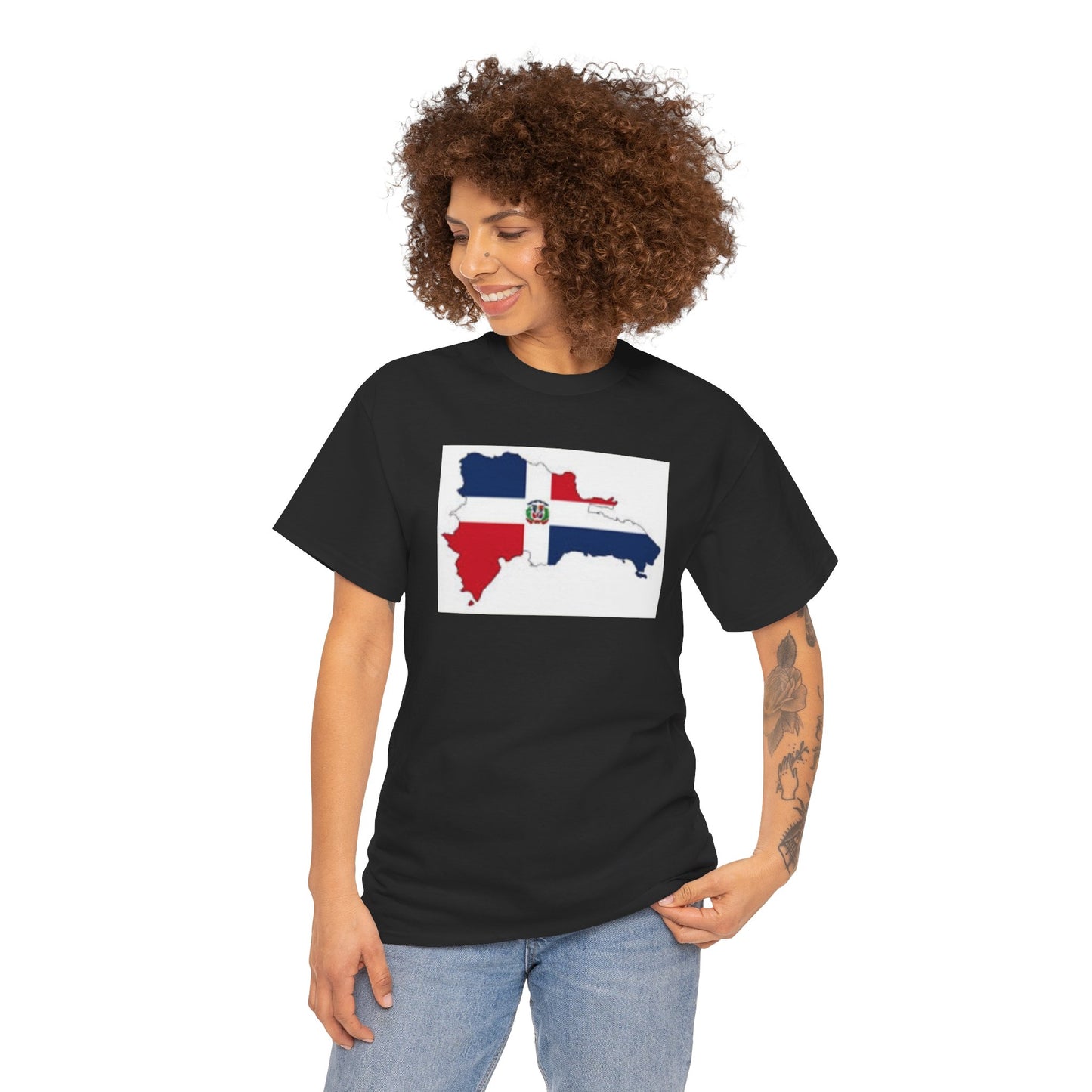 Unisex Heavy Cotton Tee -- Dominican Republic flag and map
