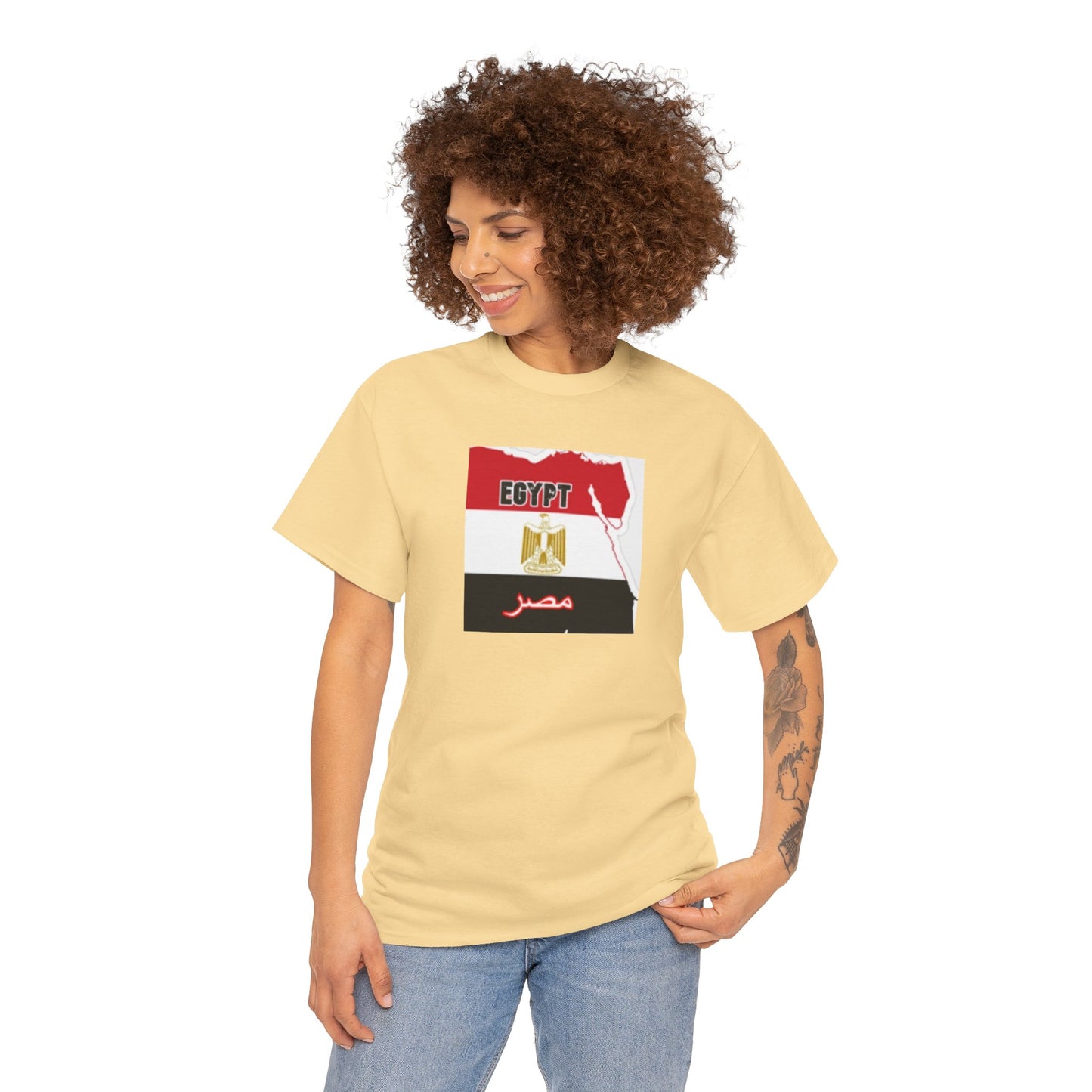 Unisex Heavy Cotton Tee -- Egypt flag and map
