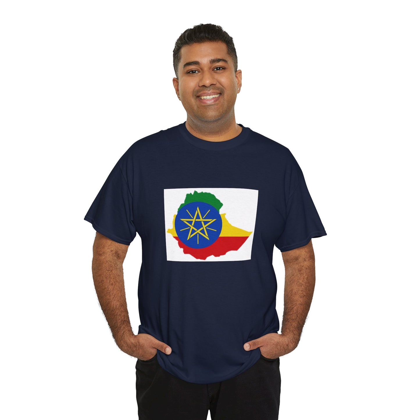 Unisex Heavy Cotton Tee -- Ethiopa federal flag and map