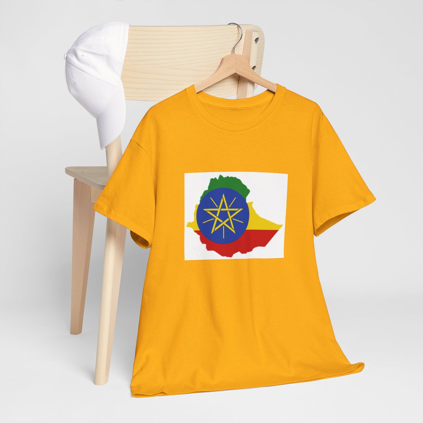 Unisex Heavy Cotton Tee -- Ethiopa federal flag and map
