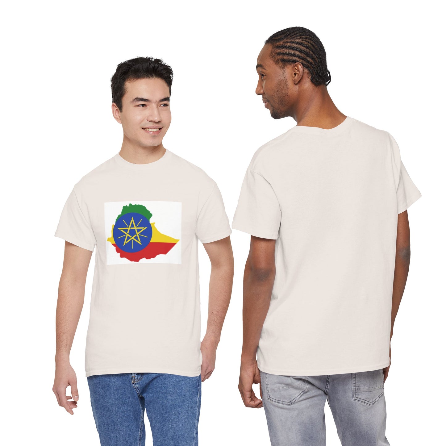 Unisex Heavy Cotton Tee -- Ethiopa federal flag and map