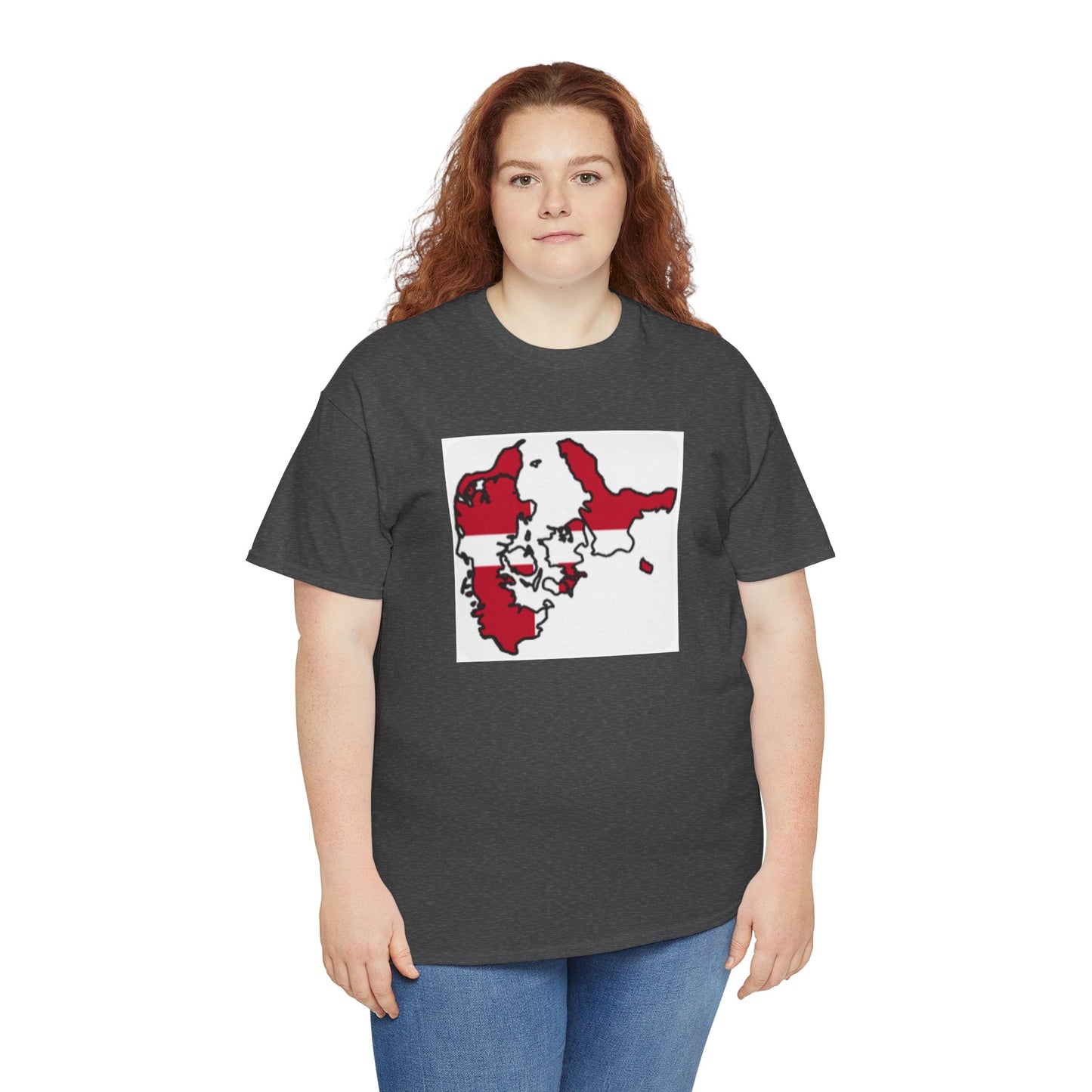 Unisex Heavy Cotton Tee -- Denmark flag and map