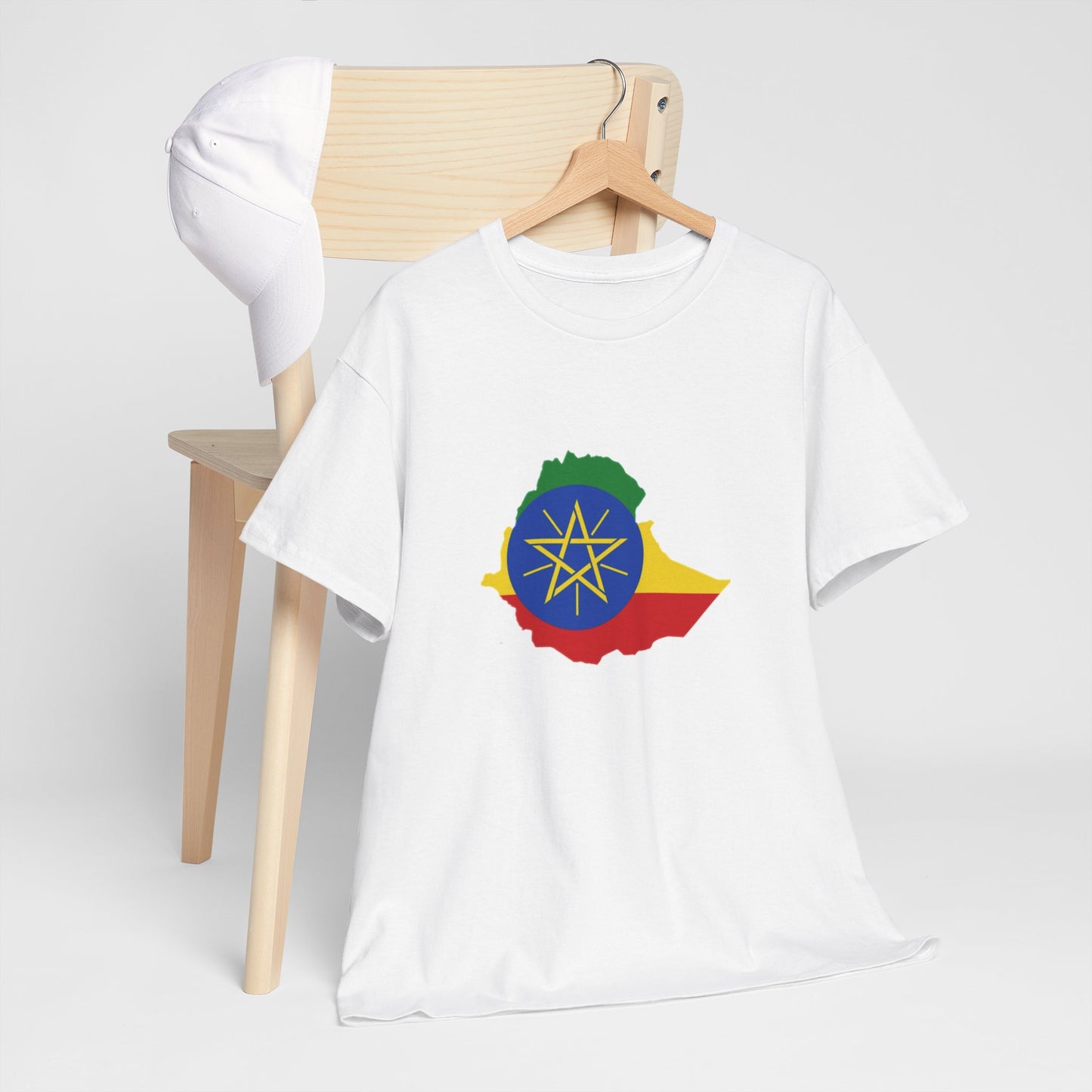 Unisex Heavy Cotton Tee -- Ethiopa federal flag and map