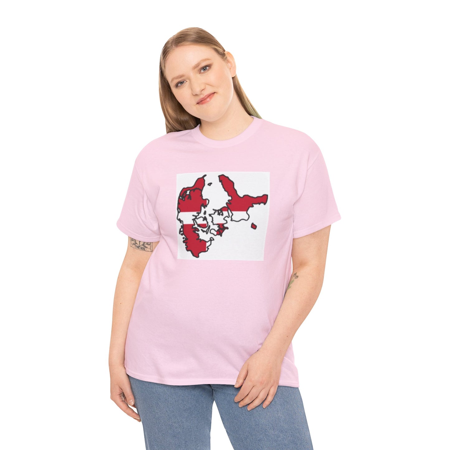Unisex Heavy Cotton Tee -- Denmark flag and map