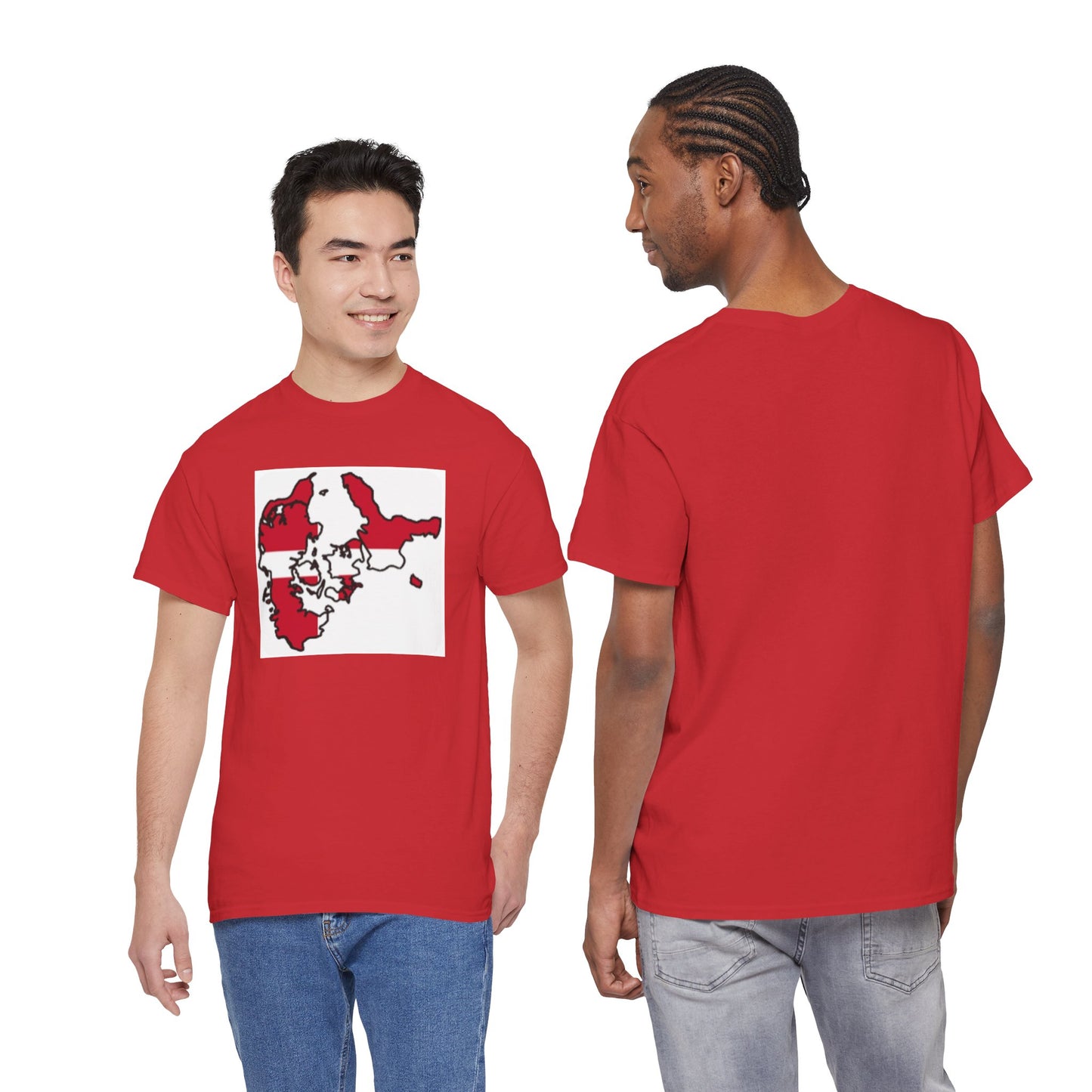 Unisex Heavy Cotton Tee -- Denmark flag and map
