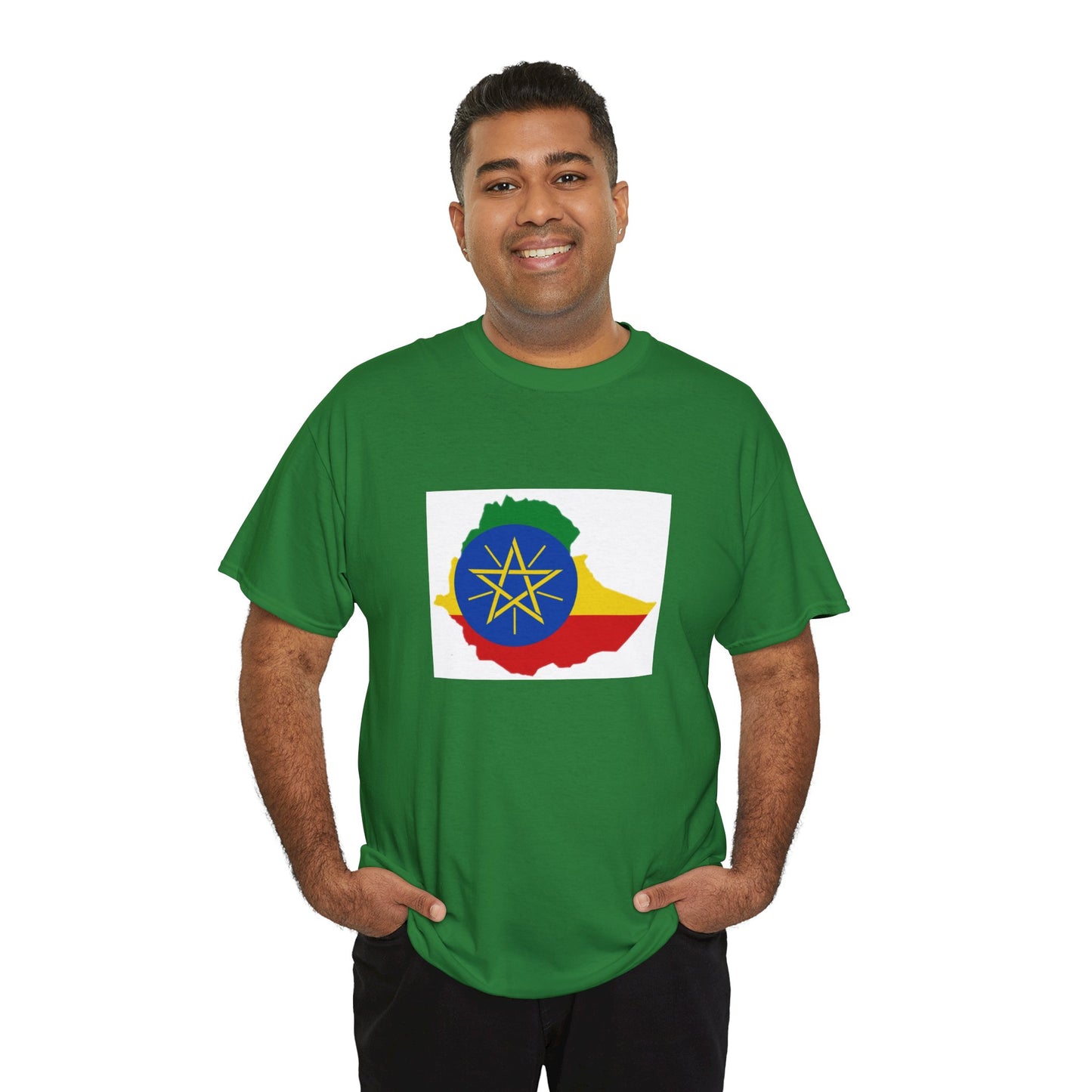 Unisex Heavy Cotton Tee -- Ethiopa federal flag and map