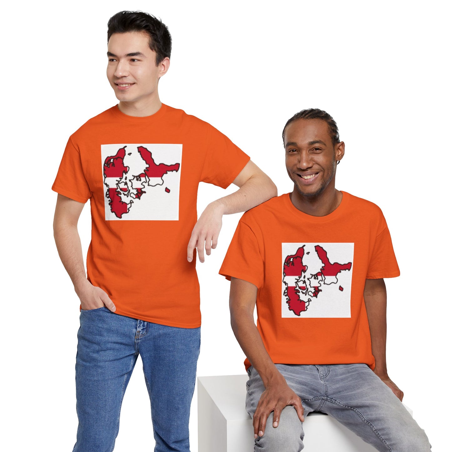 Unisex Heavy Cotton Tee -- Denmark flag and map