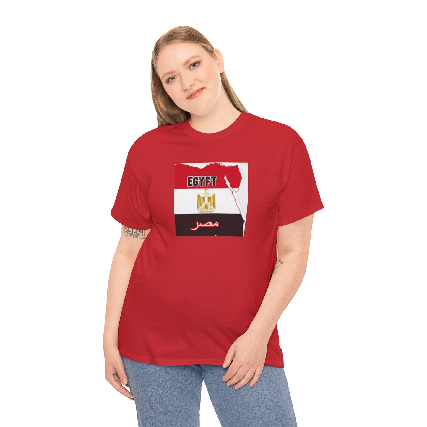 Unisex Heavy Cotton Tee -- Egypt flag and map