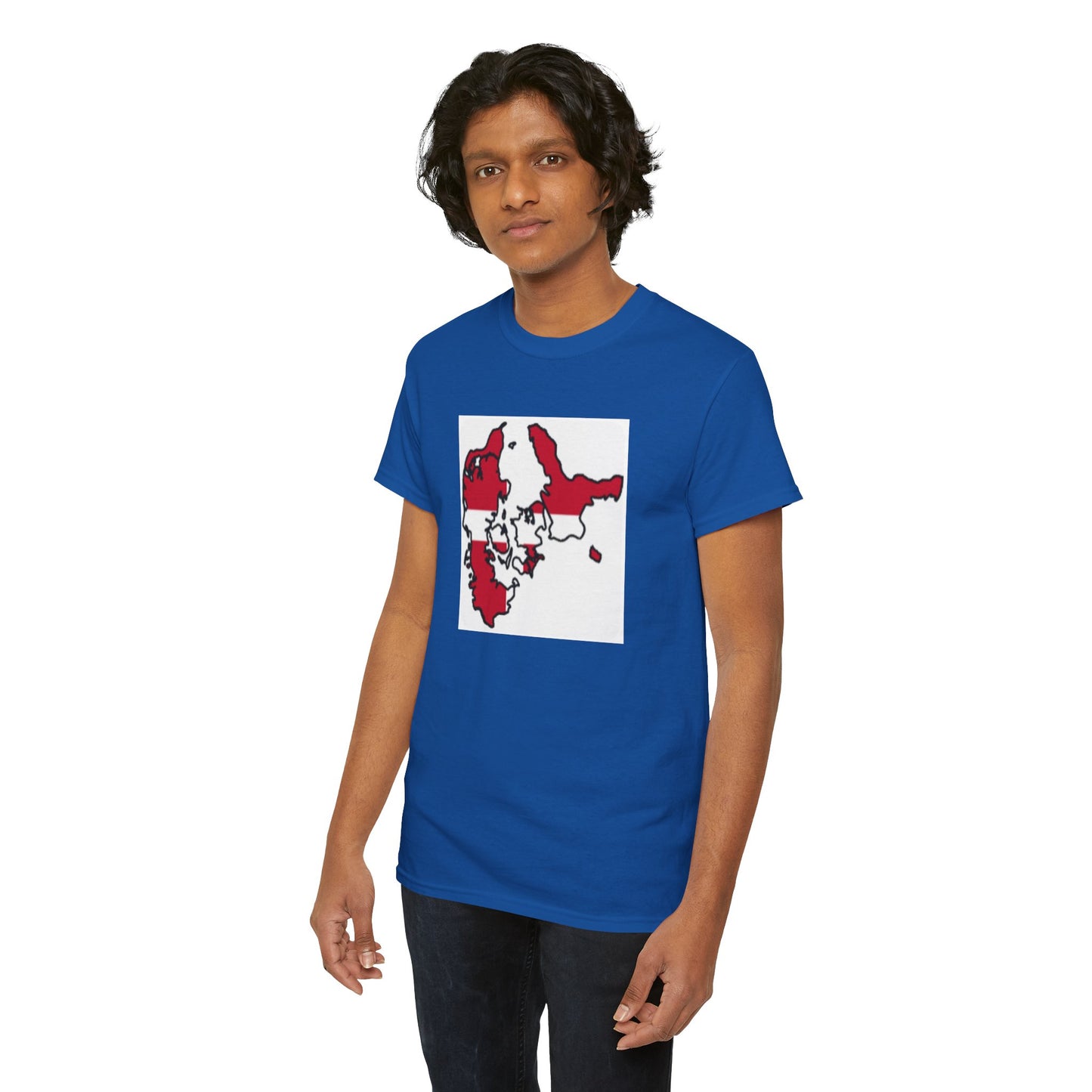 Unisex Heavy Cotton Tee -- Denmark flag and map