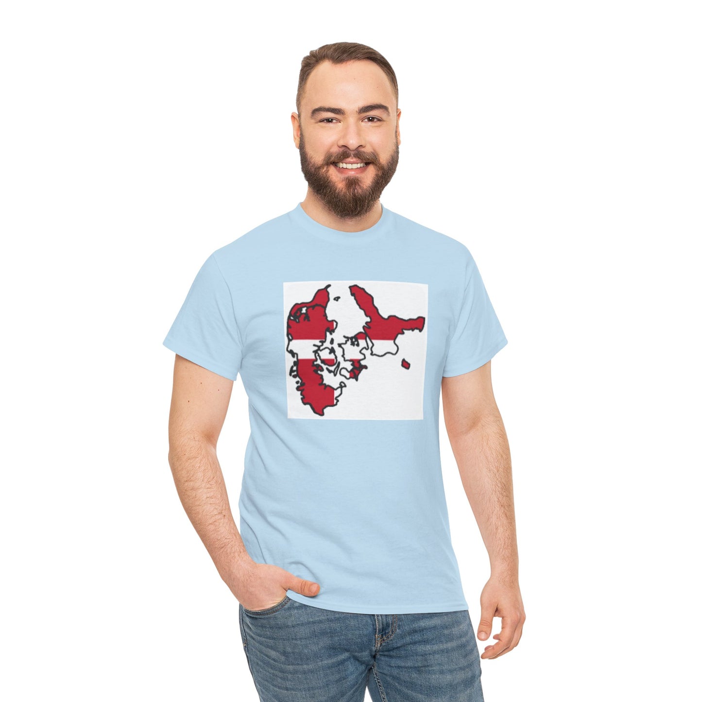 Unisex Heavy Cotton Tee -- Denmark flag and map